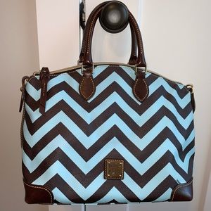 Dooney & Bourke Teal and Brown Chevron Purse